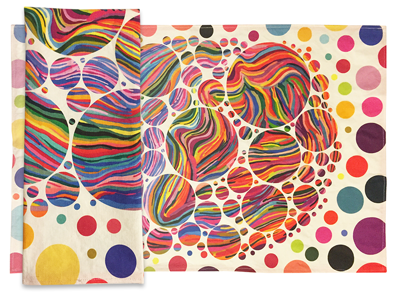 Funky rainbow tea towel