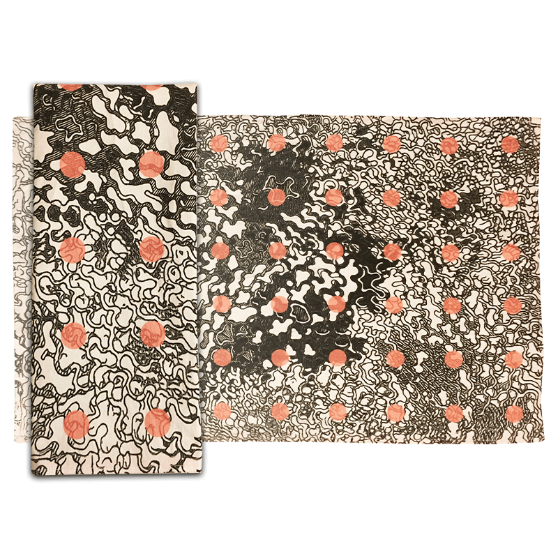 Pink, black, and white tea towel